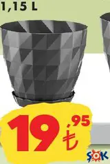 ANTRASİT KRİSTAL SAKSI 1,15 L ANTRASİT KRİSTAL SAKSI 1,15 L